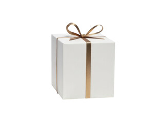 Obraz premium A beautifully wrapped gift box with a golden ribbon and no contents visible