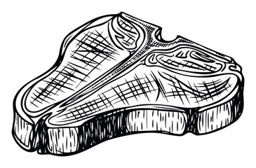 Hand drawn Tbone steak illustration perfect for restaurant menus, food packaging, barbecue event flyers, cooking websites, and gourmet culinary branding projects