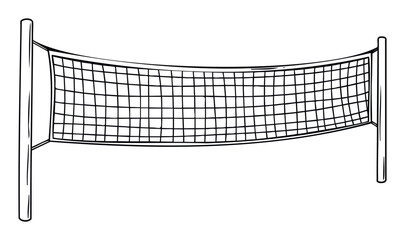 Graphic representation of a classic volleyball net and poles, ideal for creating engaging visuals for fitness campaigns, game day announcements, or educational materials about sports.