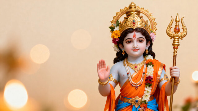 Decorated deity statue with trident