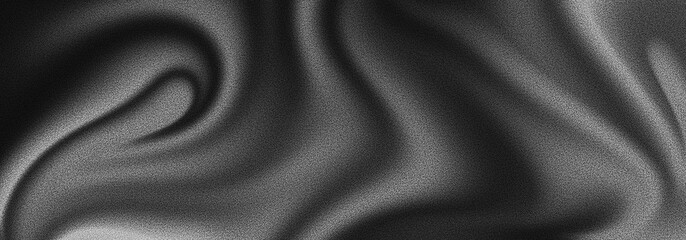 Fototapeta premium Grainy black white monochrome background dark gradient with liquid wavy curvy abstract noise texture effect header poster design