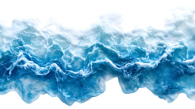 Abstract Blue Watercolor Wave Border Isolated on White Background