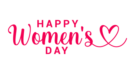 Happy Women's Day hand drawn lettering. Happy Women's Day script calligraphy With red Heart Free Vector .Red text isolated on white for postcard, poster, banner design element. Ready holiday lettering