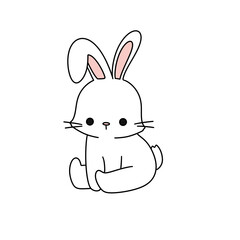 Obraz premium A cute cartoon rabbit is sitting on its back legs
