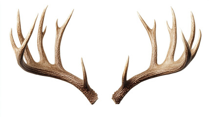 a pair of deer antlers isolated on white background.