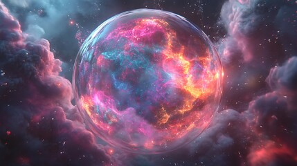 Fototapeta premium Abstract Celestial Sphere with Nebulous Cloudscape and Cosmic Particles