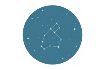 Constellation pattern on a blue circle with a isolated on a transparent background