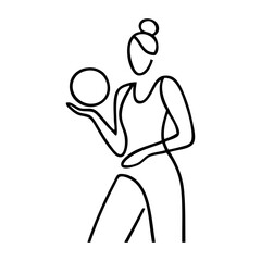 Dibujo sencillo con línea única de secuencia de acción deportiva con jugadora de voleibol © teracreonte