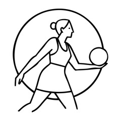Dibujo sencillo con líneas de secuencia de acción deportiva con jugadora de voleibol con equipación deportiva en círculo  © teracreonte
