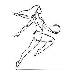 Dibujo sencillo con línea única de secuencia de acción deportiva con jugadora de voleibol © teracreonte