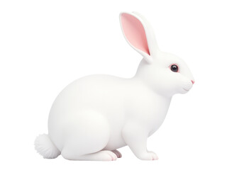 Obraz premium A white rabbit sits calmly on a white surface