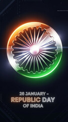 Modern Digital Art Republic Day of India Background &ndash; 26 January Celebration