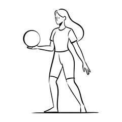 Dibujo sencillo con líneas de secuencia de acción deportiva con jugadora de voleibol con equipación deportiva  © teracreonte