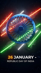 Modern Digital Art Republic Day of India Background &ndash; 26 January Celebration