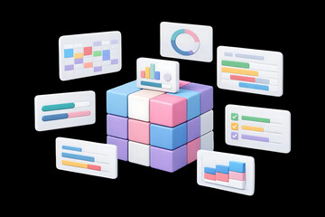 Colorful Business Data Cube.