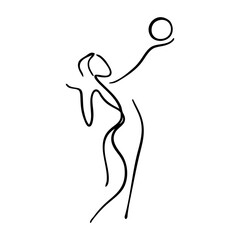 Dibujo sencillo con línea única de secuencia de acción deportiva con jugadora de voleibol © teracreonte