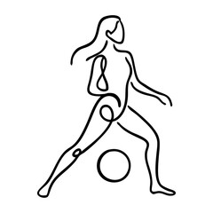 Dibujo sencillo con línea única de secuencia de acción deportiva con jugadora de fútbol  © teracreonte