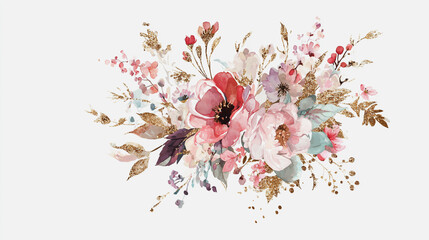 watercolor botanical rose flowers texture template background.Elegant wedding invitation card background . Minimal hand painted Design for wedding or Valentine's Day