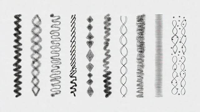 Abstract Graphic Elements: Collection of Lines, Patterns, and Shapes in Black and White.