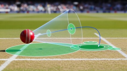 Cricket ball trajectory illustration with physics motion path