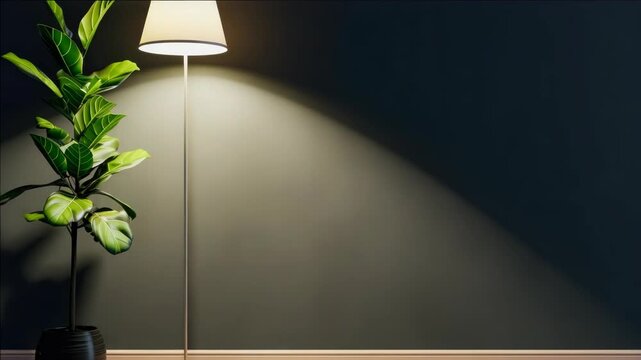 A tranquil corner illuminated by a desk lamp in an indoor setting with plants in the background.