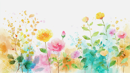 watercolor botanical rose flowers texture template background.Elegant wedding invitation card background . Minimal hand painted Design for wedding or Valentine's Day