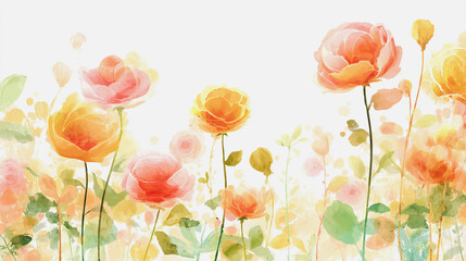 watercolor botanical rose flowers texture template background.Elegant wedding invitation card background . Minimal hand painted Design for wedding or Valentine's Day