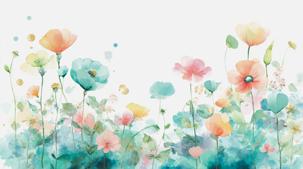 watercolor botanical rose flowers texture template background.Elegant wedding invitation card background . Minimal hand painted Design for wedding or Valentine's Day