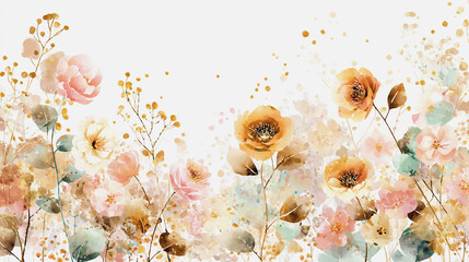 watercolor botanical rose flowers texture template background.Elegant wedding invitation card background . Minimal hand painted Design for wedding or Valentine's Day