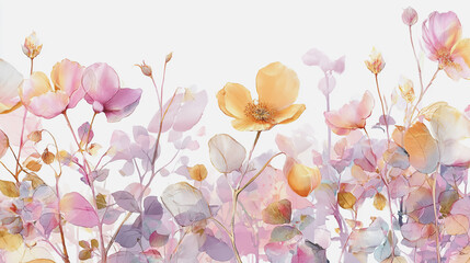 watercolor botanical rose flowers texture template background.Elegant wedding invitation card background . Minimal hand painted Design for wedding or Valentine's Day