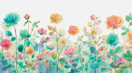 watercolor botanical rose flowers texture template background.Elegant wedding invitation card background . Minimal hand painted Design for wedding or Valentine's Day