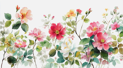 watercolor botanical rose flowers texture template background.Elegant wedding invitation card background . Minimal hand painted Design for wedding or Valentine's Day