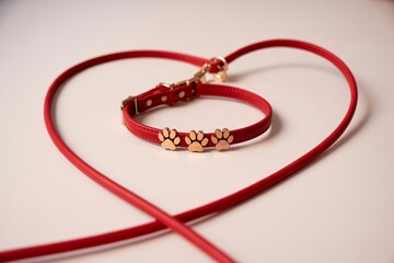 Naklejka premium Stylish red pet collar with paw print design, perfect for showcasing your furry friend's personality.