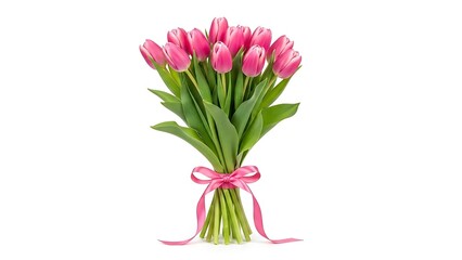 Fototapeta premium Elegant bouquet of pink tulips illustration