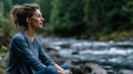 Embracing tranquility of nature can enhance mental clarity and foster profound sense of purification for mind and spirit, natural wellness, outdoor mindfulness, environmental healing, with copy