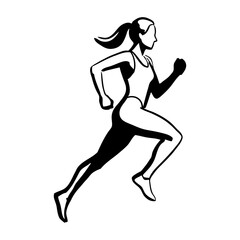 Fototapeta premium Entrenamiento físico. Dibujo sencillo con líneas de una mujer atlética corriendo