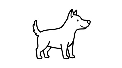 Simple Black Outline Illustration of a Small Dog Standing in Side View