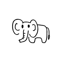 Elephant linear sketch on a white background