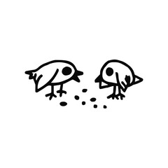 Two birds sketch isolated on white background