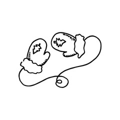 Mittens sketch on a white background