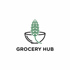Fototapeta premium Minimalist Grocery Hub Wheat Bowl Logo