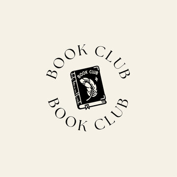 ook Club Logo, Minimal Reading Logo, Book Club Branding, Feminine Line Art Book Logo, Elegant Literary Logo, Modern Reading Club Identity, Book Lover Icon, Reading Club Logo, Book Icon Clipart, Litera