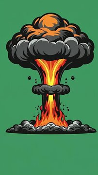 Explosion Cloud Pixel Art Motion Graphic On Green Background