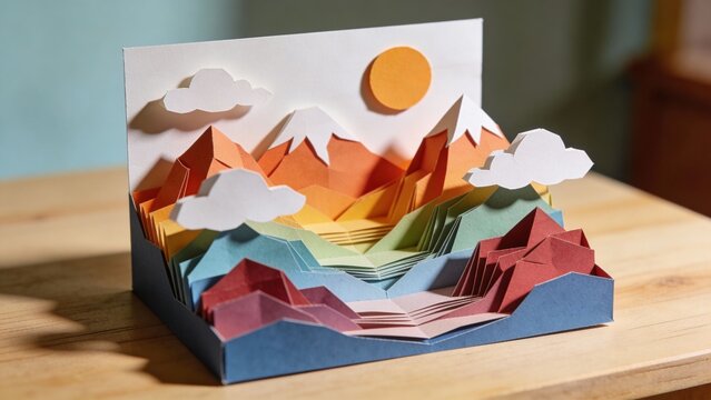 알록달록한종이로만든산풍경디오라마