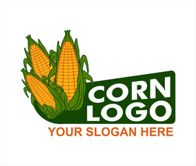 Corn logo label illustration vector design cartoon flat style agriculture logo