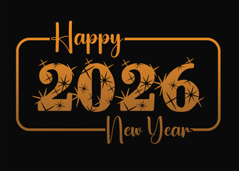 Happy New Year 2026 Colorful number with fireworks for poster or greeting card design background