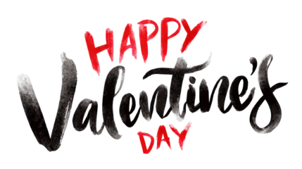 Happy valentine's day watercolor text on transparent background