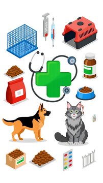 Dog and Cat Veterinary Care Symbols Pixel Art Motion Graphic