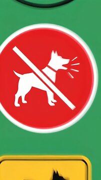 Dog Warning Signs Caution Pets On Leash No Barking And Bone Symbols