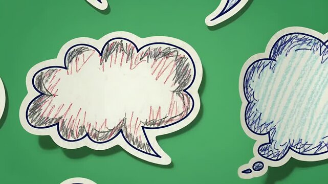 Doodle Speech Bubbles on Green Background